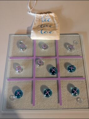 Glass Tic Tac Toe Game Set - Purple & Teal